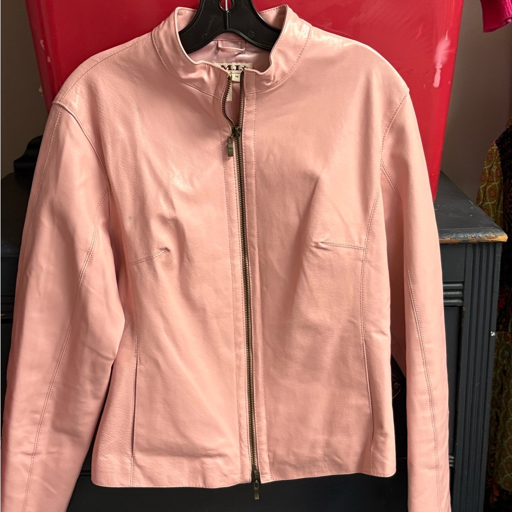 AMI Pink Leather Jacket